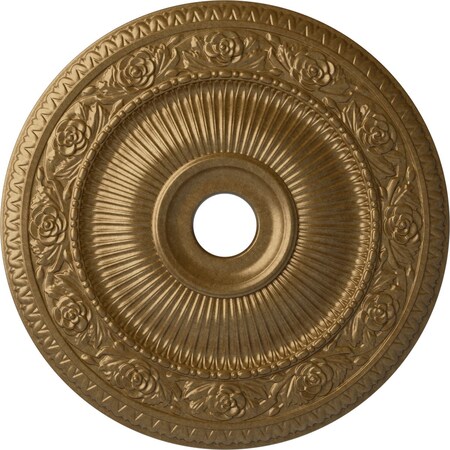 Ekena Millwork Logan Ceiling Medallion (Fits Canopies up to 6 1/8"), 24 1/4"OD x 3 7/8"ID x 2"P, Pale Gold CM24LO1PAS